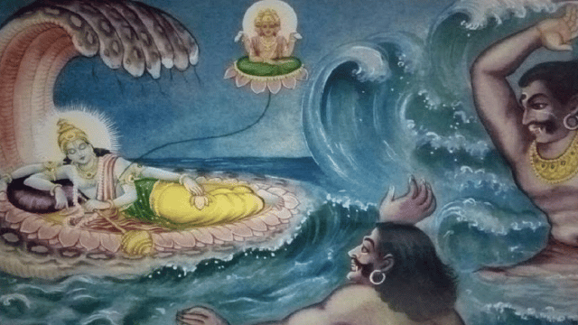 ಮಹಾ ವಿಷ್ಣು ವಿನಿಂದ ಸಂಹರಿಸಲ್ಪಟ್ಟ ಇಬ್ಬರು ದೈತ್ಯ ರಾಕ್ಷಸರು ಮಧು ಮತ್ತು ಕೈಟಭ 1 ಮಹಾ ವಿಷ್ಣು ವಿನಿಂದ ಸಂಹರಿಸಲ್ಪಟ್ಟ ಇಬ್ಬರು ದೈತ್ಯ ರಾಕ್ಷಸರು